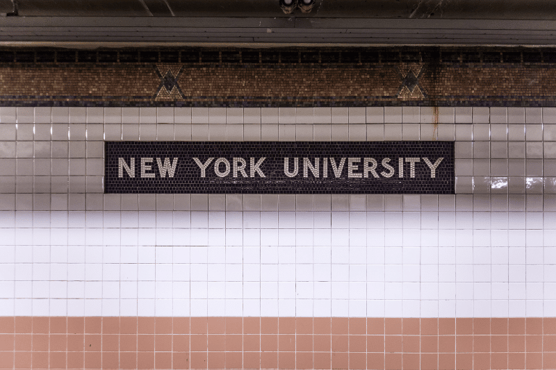 参观纽约大学的人得到了作为纽约礼物分发的swaw