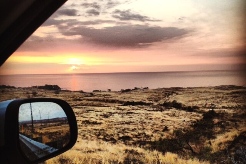 在夏威夷大岛自驾游时欣赏日落